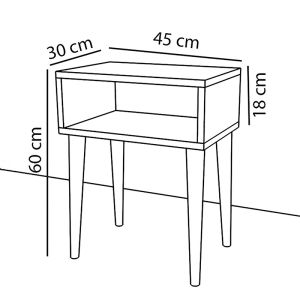 Hank bedside table, white-walnut color, 45x30x60cm