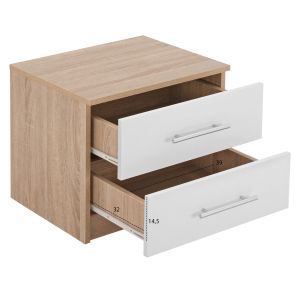 Bedside table Hm2220,06 color white/sonoma 48x40,5x41,5cm
