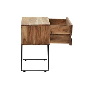 Imena bedside table made of solid acacia wood in a natural shade with black metal legs 45x35x56cm