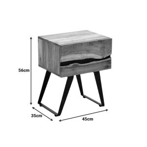 Imena bedside table made of solid acacia wood in a natural shade with black metal legs 45x35x56cm