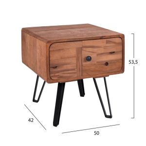 Jaida Authentico bedside table mango wood with metal legs Hm8381