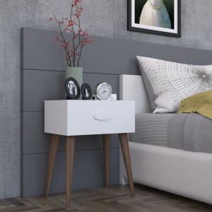 Bedside table Laber white melamine 45x30x57.5cm