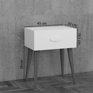 Bedside table Laber white melamine 45x30x57.5cm