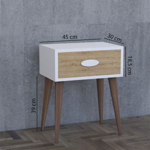 Labow bedside table with drawer walnut-white-sonoma color 45x30x57.5cm