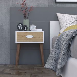 Labow bedside table with drawer walnut-white-sonoma color 45x30x57.5cm