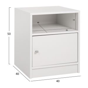Bedside table Malory Hm2205,05 white melamine 40x40x50hcm