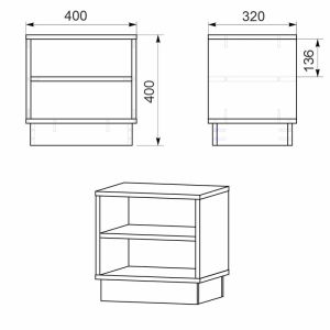 Mason bedside table in white color 40x32x40cm