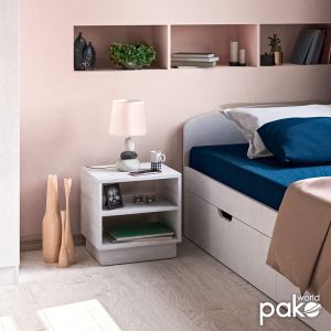 Mason bedside table in white color 40x32x40cm