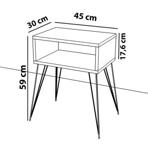 Bedside table Naida white melamine 45x30x57cm