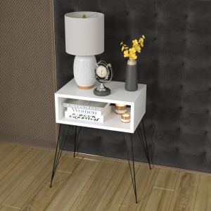 Bedside table Naida white melamine 45x30x57cm