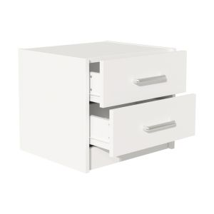 Olympus bedside table with 2 drawers in white 47.5x40.5x40.5