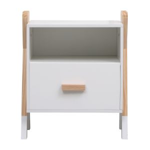 Bedside table Paschal Hm2488.03 white melamine-pine wood in natural color 46x30x55hcm.