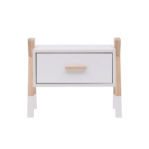 Bedside table Paschal Hm2497.03 white melamine-pine wood in natural color 46x30x38hcm.
