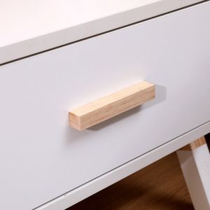 Bedside table Paschal Hm2497.03 white melamine-pine wood in natural color 46x30x38hcm.