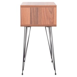 Нощно шкафче Todd Hm18184.05 меламин в цвят орех-метални крака в черно 45.5x29.5x58.5hcm.