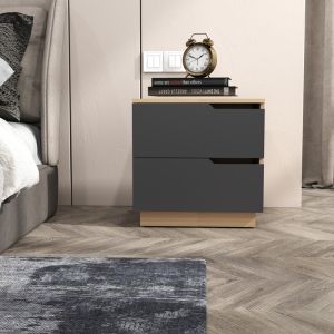 Bedside table Verena I in natural anthracite 48x40x48cm