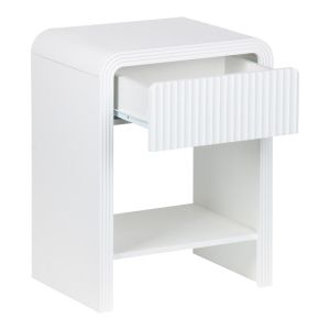 Bedside table Zeplen Mdf in white color 40x30x53cm