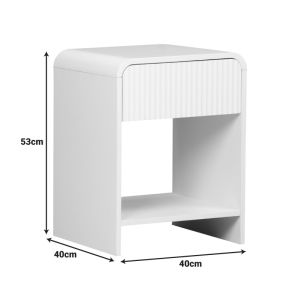Bedside table Zeplen Mdf in white color 40x40x53cm
