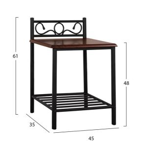 Metal and wood bedside table Suzie Hm388 45x35x48-61cm