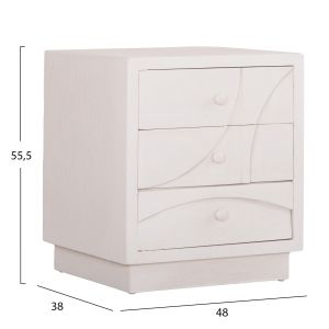 Нощно шкафче серия Santorini Hm18047 мдф бял цвят-3 чекмеджета 48x38x55.5hcм