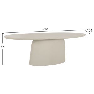 Oval dining table Breccan Hm6577.02 beige fiber cement 240x100x75cm.