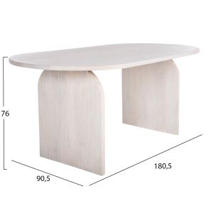 Oval dining table Honky Santorini Wood Hm9690 solid mango wood in white color 180x90x76hcm