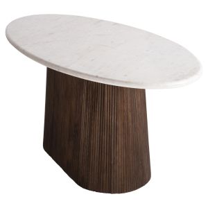 Oval dining table Purger Hm9715 solid mango wood with white marble top 180x90x76hcm