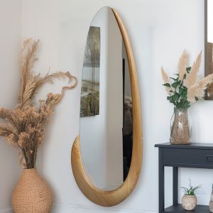 Oval mirror Marly made of Mdf in a natural shade 50.5x4x127cm