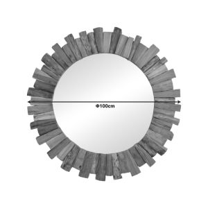 Rounder mirror, teak wood, natural shade, D100x5cm