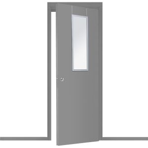 Door mirror with silver polyresin frame 34x1.7x94cmm