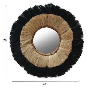 Round mirror in natural and black color Hm7737