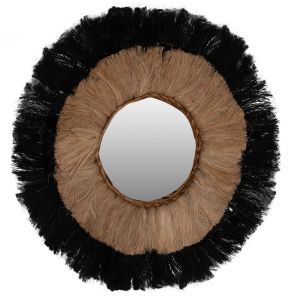 Round mirror in natural and black color Hm7737