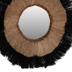 Round mirror in natural and black color Hm7737