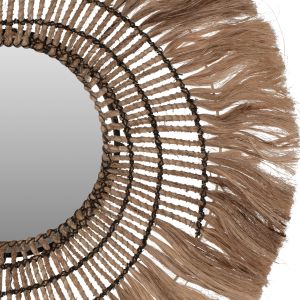Round mirror with natural color and black rope Hm7741