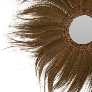 Round mirror in natural color with banana peel threads Hm7735