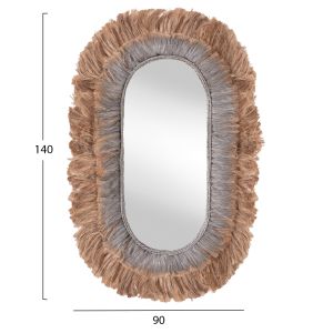 Oval mirror in natural and silver color Hm7738