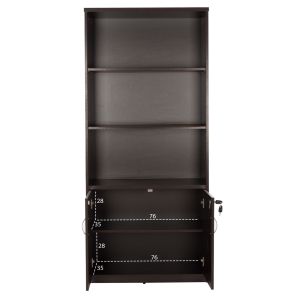 Office bookcase Caitlyn wenge color with 2 doors 80x40x180cm Hm2014,02