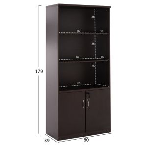 Office bookcase Caitlyn wenge color with 2 doors 80x40x180cm Hm2014,02