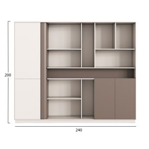 Office bookcase Newline Hm18279 melamine in creamy white and light brown 240x40x200cm.
