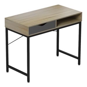 Kama office desk in Sonoma-grey with black metal legs 95x48x76cm