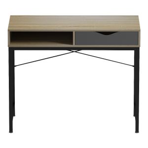 Kama office desk in Sonoma-grey with black metal legs 95x48x76cm