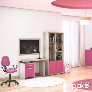 Office desk Looney with drawers with pink doors 100x55x75cm