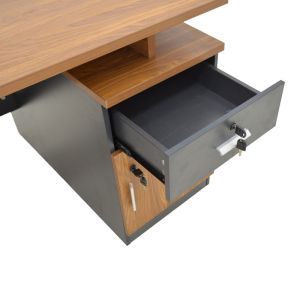 Office desk Oscar in walnut-dark gray color 180x90x76cm