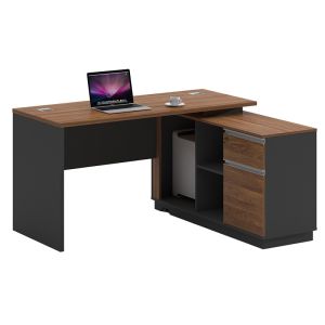 Office desk Oscar with right corner walnut/anthracite color 160x140x76cm