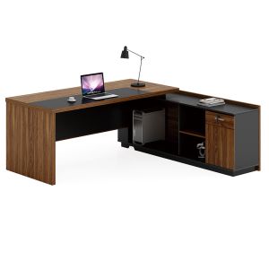 Office desk Oscar with right corner walnut/anthracite color 200x180x76cm