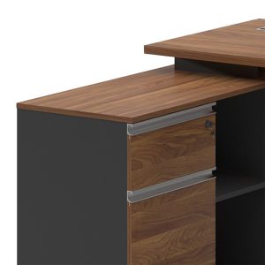 Office desk Oscar with left corner walnut/anthracite color 160x140x76cm