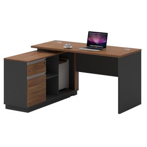 Office desk Oscar with left corner walnut/anthracite color 160x140x76cm