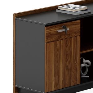 Office desk Oscar with left corner walnut/anthracite color 200x180x76cm