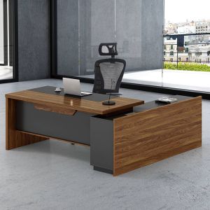 Office desk Oscar with left corner walnut/anthracite color 200x180x76cm