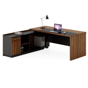 Office desk Oscar with left corner walnut/anthracite color 200x180x76cm